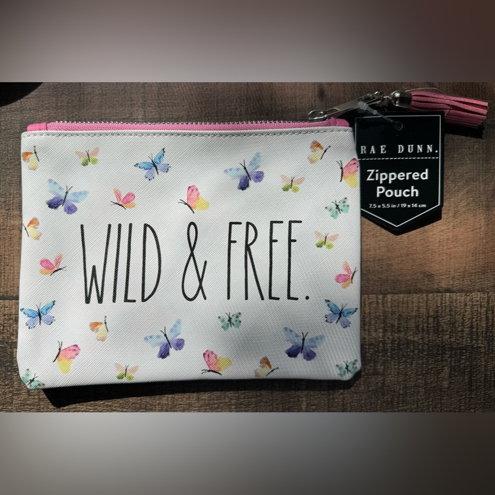 Rae Dunn zippered pouch | WILD & FREE. 🦋
